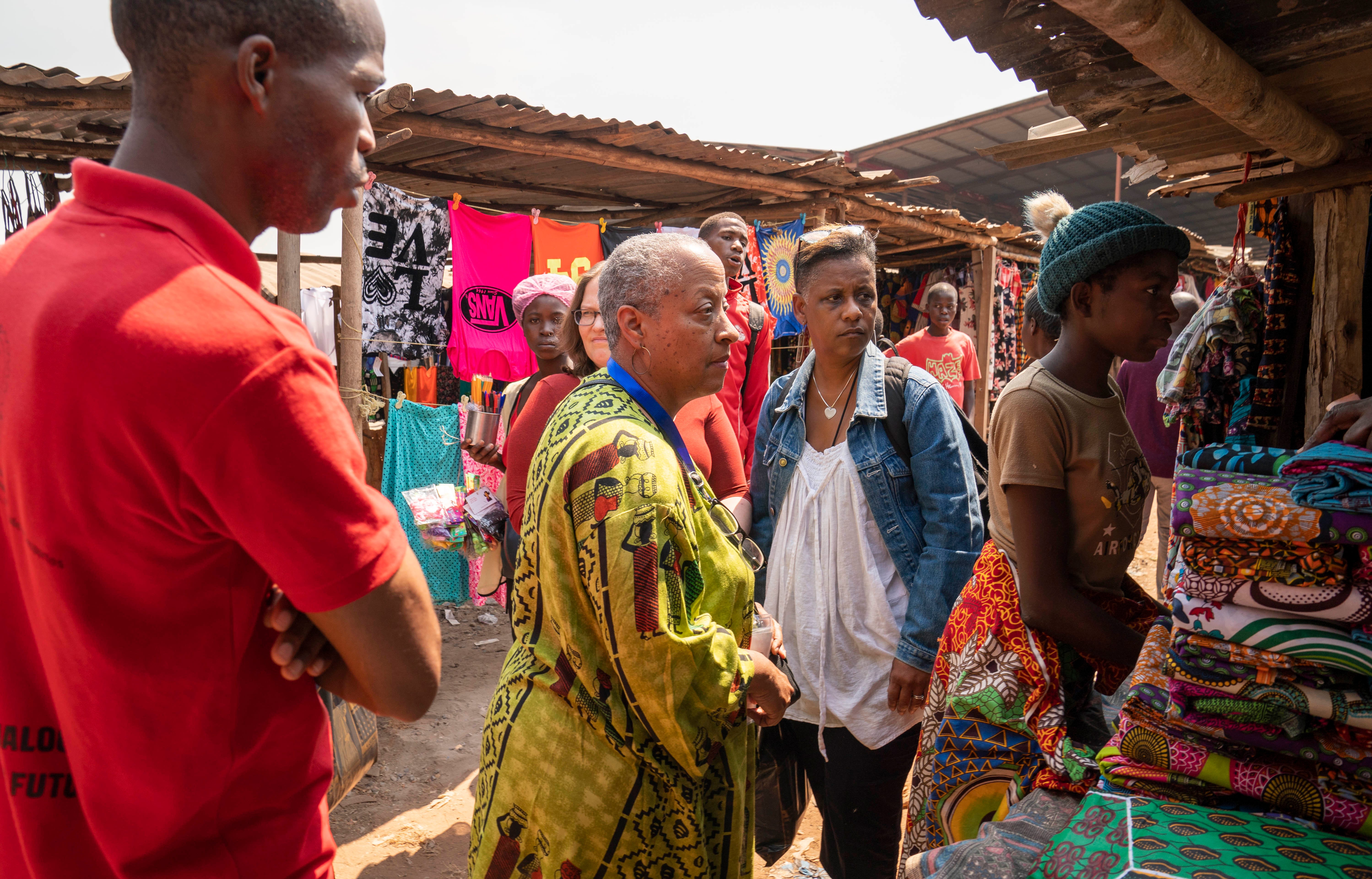 Wanda Tucker, center, with Deborah Barfield Berry in Luanda, Angola.