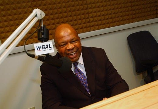Elijah Cummings, chairman of the Congressional Black Caucus, smiles on , April 17, 2003, in Baltimore after recording the democratic response to President George W. Bush's weekly radio address airing nationally on Saturday.