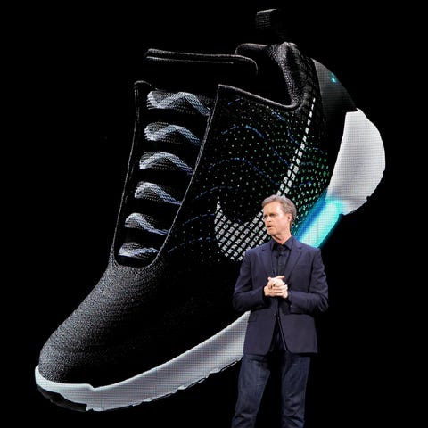 An image of the Nike HyperAdapt 1.0 is projected o