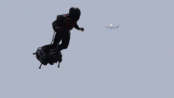 French pilot Franky Zapata flies his Flyboard jetp