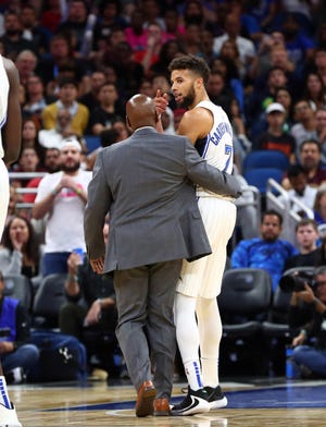 Magic guard Michael Carter-Williams is ejected on a double technical foul after a run-in with Heat guard and former Whitnall star Tyler Herro on Thursday night.