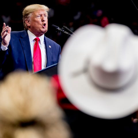President Donald Trump speaks at a campaign rally 