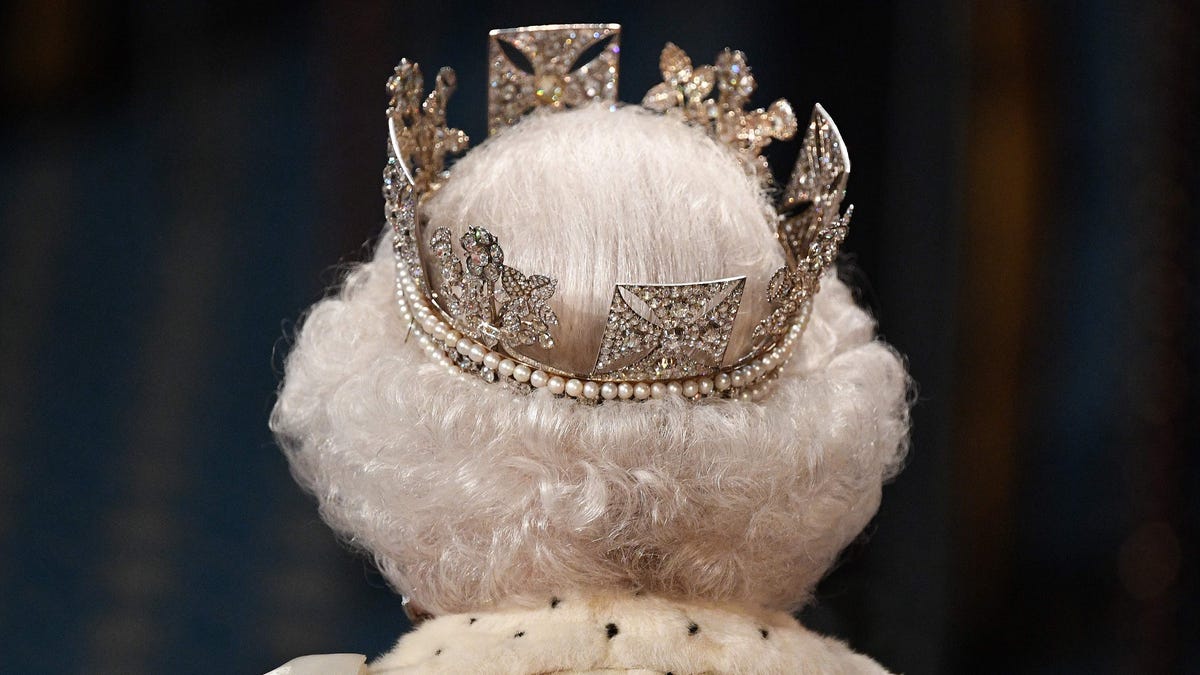 Britain's Queen Elizabeth II attends the State Opening of Parliament in the Houses of Parliament in London on Oct. 14, 2019. 
