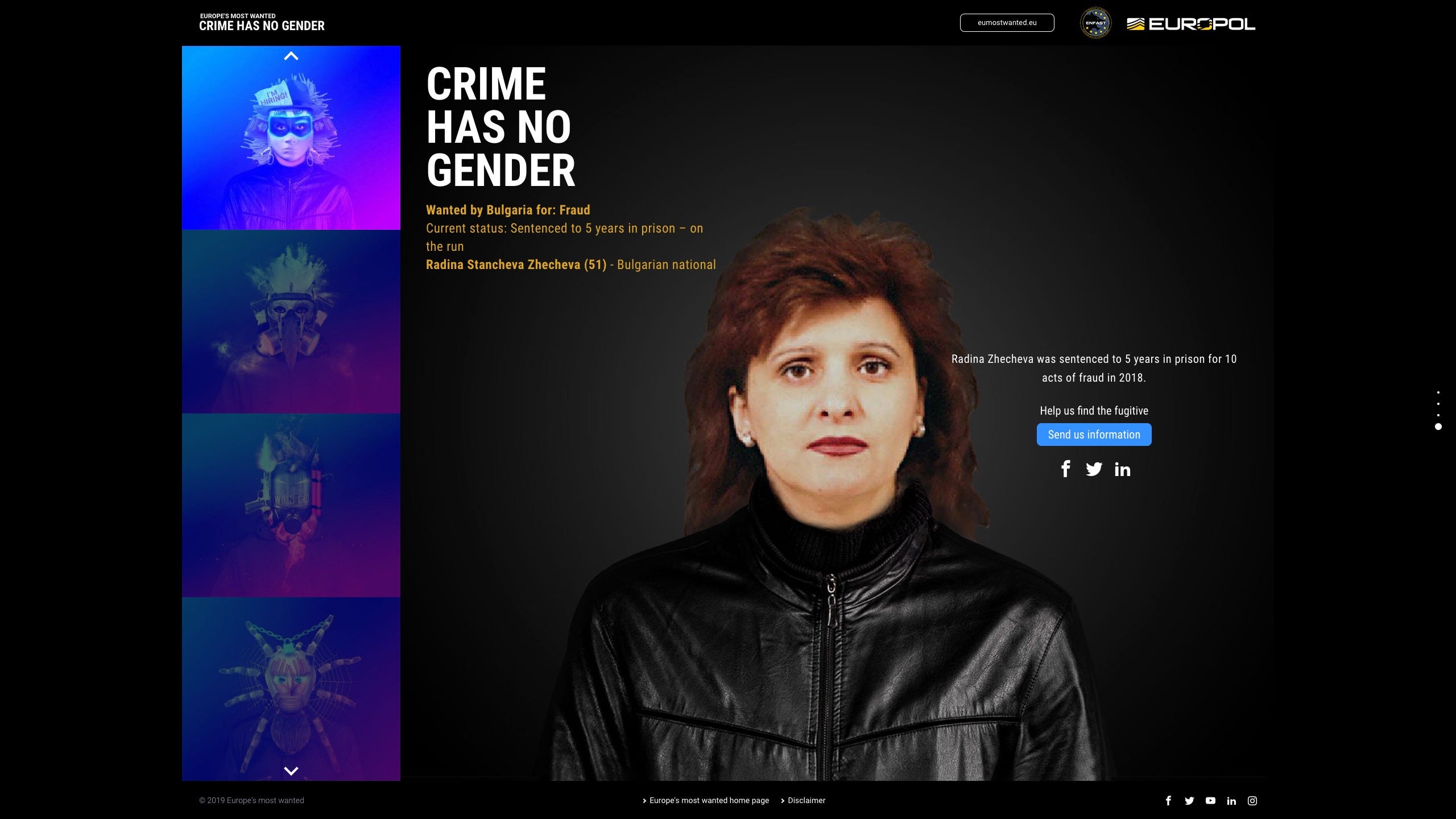 Women Fugitives Europol Posts Crime Has No Gender Most Wanted List