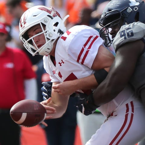 Wisconsin quarterback Jack Coan throws an incomple
