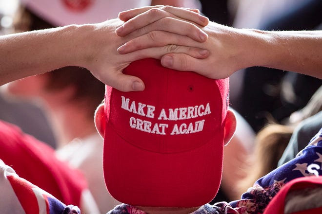 A MAGA (Make America Great Again) hat said to be signed by Trump is listed for $7,999.16 on eBay.