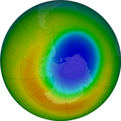 A view of the ozone hole over Antarctica, as of Oc