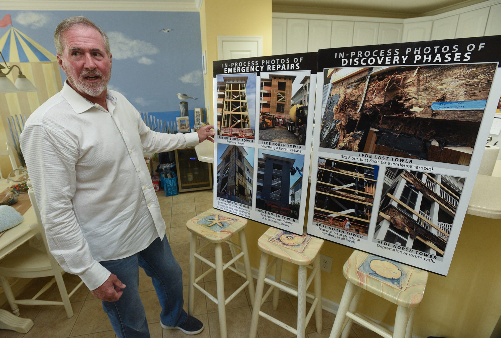 Roger Williams, president of the ownership association at Sunset Island condominiums in Ocean City, Maryland, talks about water damage/construction issues that they have had with the complex.