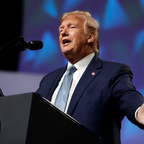 President Donald Trump speaks during the 9th annua