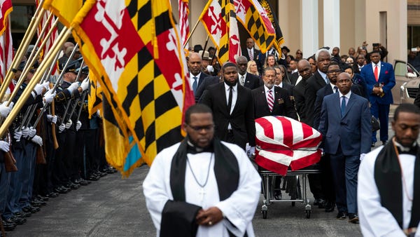 Rep. Elijah Cummings is honored as his casket is c