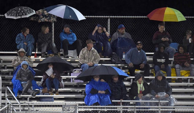 Neshoba Central fans braved the weather on Friday, October 25, 2019, at Ridgeland High School in Ridgeland, Miss. More rain and wind was expected through much of Saturday in much of Mississippi.