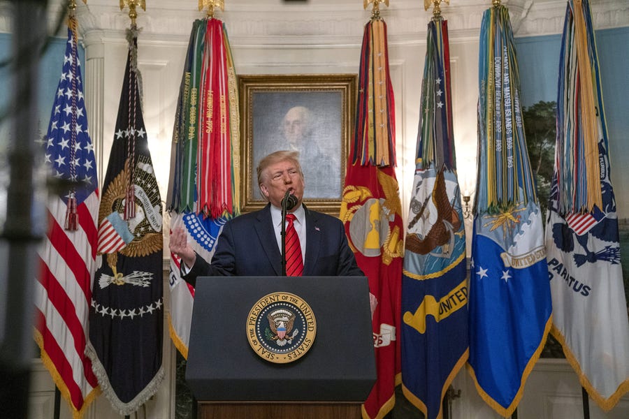 President Donald Trump announces on Oct. 27, 2019, that Islamic State leader Bakr al-Baghdadi died in a U.S. military raid in northern Syria.