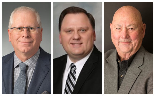Pleasant Hill City Council candidates Curt Gause,  Mark Konrad and Sherman Ploeger.