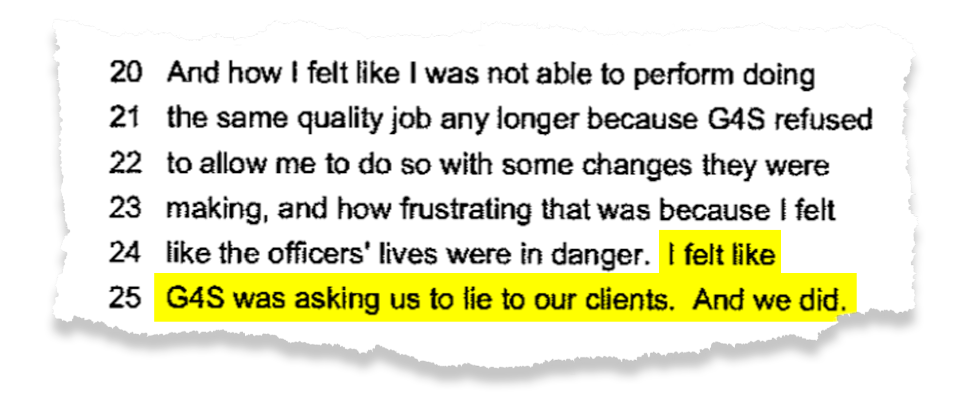 Kimberly Horton, an operations manager in Louisiana, testified in a 2016 lawsuit that G4S pushed her to quickly hire guards regardless of their qualifications.