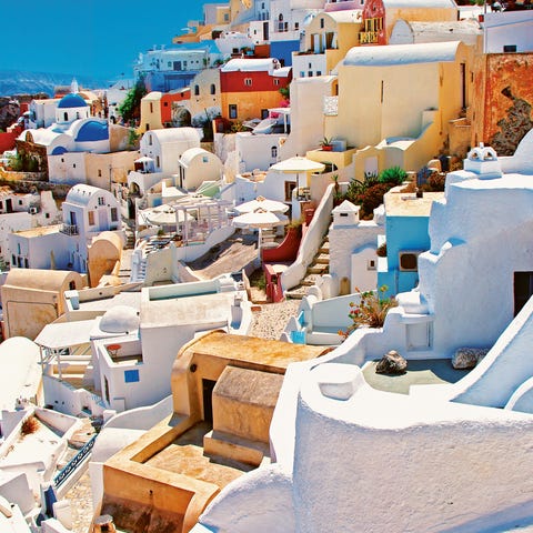 Santorini: Cyclades, Greece. Schultz calls the isl