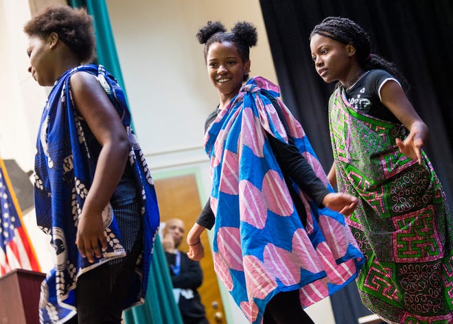 Green Magnet STEAM Academy African Dance Squad performs during the school's 110th anniversary celebration on Friday, Oct. 25, 2019.
