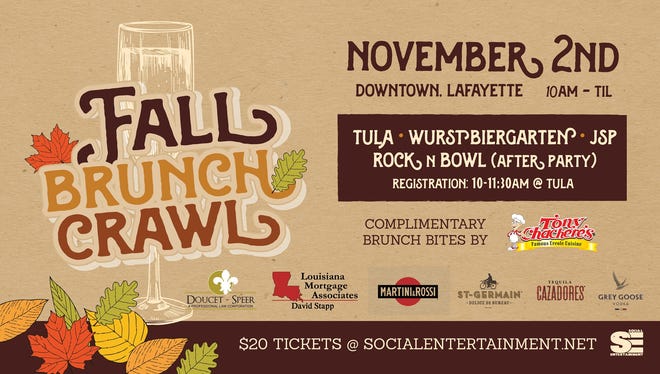 The second annual Fall Brunch Crawl is set for Nov. 2. starting at 10 a.m.