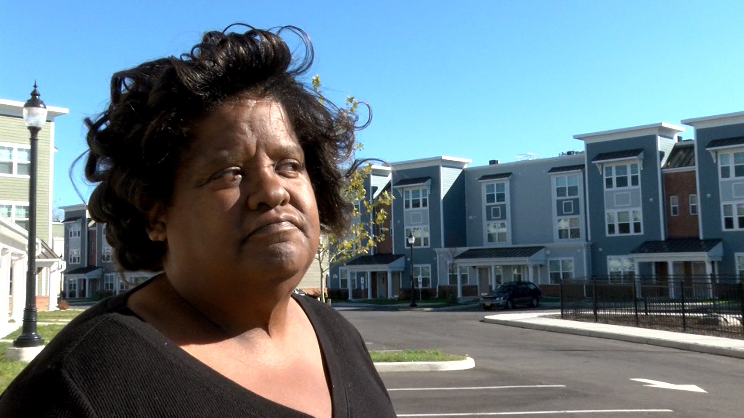 Linda Jones is shown at the Boston Way development Thursday, October 24, 2019, in Asbury Park.  She is currently homeless and her application for a place to live here was denied. 