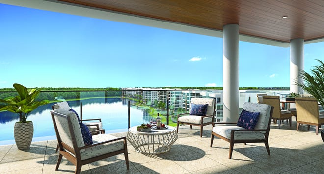 The Clubhouse Residences at Moorings Park Grande Lake are located on the floors above the clubhouse amenities and offer panoramic lake and golf course views.