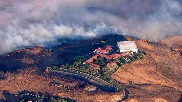 This photo from video provided by KTLA-TV shows th