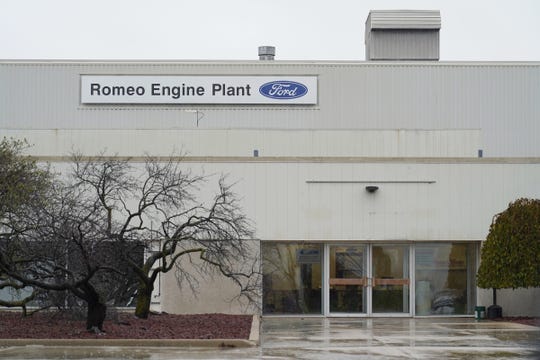 An entrance to the Ford Romeo Engine Plant in Romeo on Thursday, October 31, 2019.