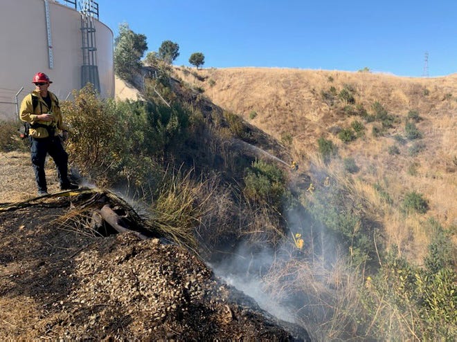 Crews responded to a brush fire Thursday afternoon in Santa Paula as they got a handle on the Easy Fire in Simi Valley.