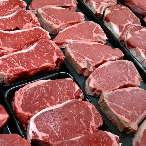 Steaks and and other beef products for sale at a g