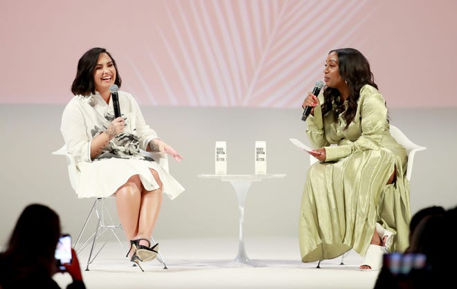 Demi Lovato speaks with Teen Vogue editor in chief Lindsay Peoples Wagner on Nov. 2 at the Teen Vogue Summit 2019. It was Lovato's first interview since her suspected drug overdose more than a year ago.