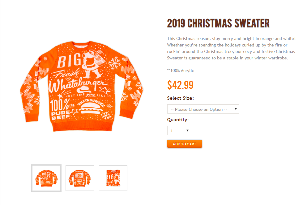 whataburger christmas sweater 2018
