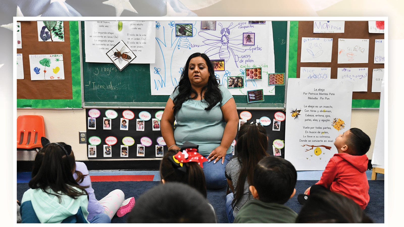 Rosa Ramirez is a preschool teacher at Gates Street Early Education Center in Los Angeles and teaches a class through a bilingual education program.