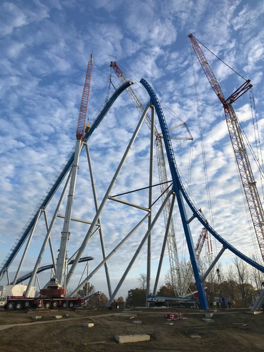 Watch as Kings Island new giga coaster is topped off Wednesday