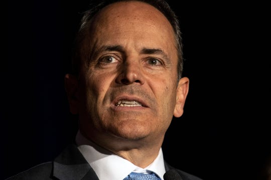 Gov. Matt Bevin took to the stage in the Archibald Ballroom of the Galt House on Tuesday night to announce that he had not conceded the tightly run race with opponent Andy Beshear. 11/5/19