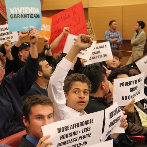 Protesters flooded Las Vegas City Hall Wednesday t