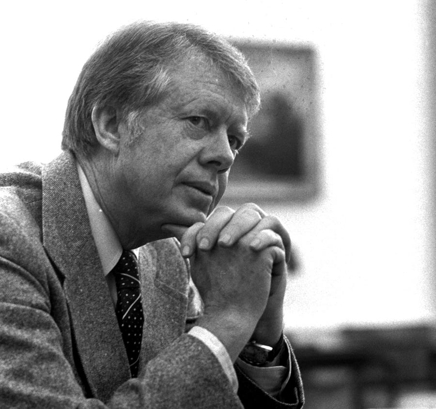 President Jimmy Carter in the Oval Office on Jan. 24, 1977.
