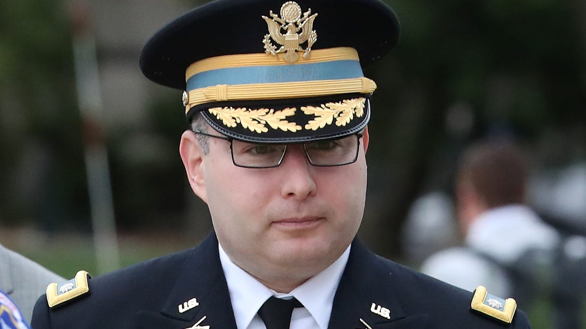 Army Lt. Col. Alexander Vindman, director for European Affairs at the National Security Council arrive on Capitol Hill on Oct. 29, 2019.