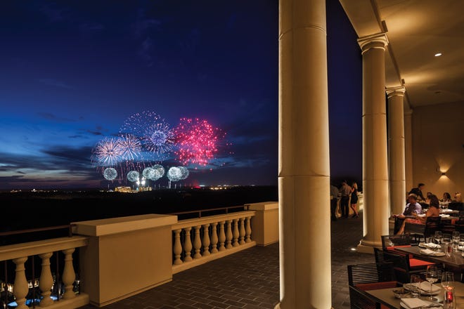 For dinner and a show, you can't beat Capaon the 17th floor of the Four Seasons Orlando, with views of Disney them park fireworks.