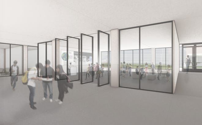 Architectural rendering of the interior of a community lab in Meredith Hall at Drake University