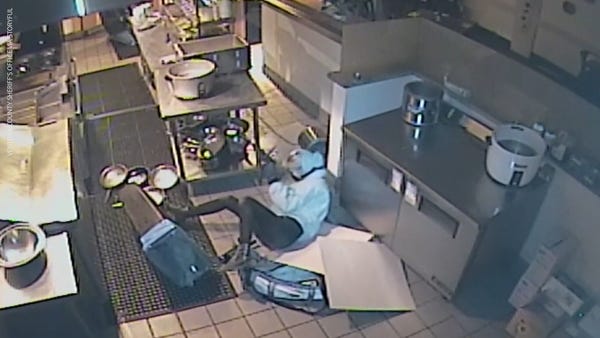 Burglar falls through roof of restaurant, gets hur