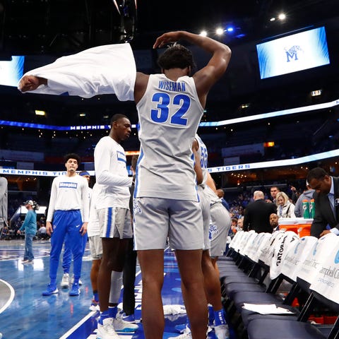Memphis Tigers center James Wiseman before they ta
