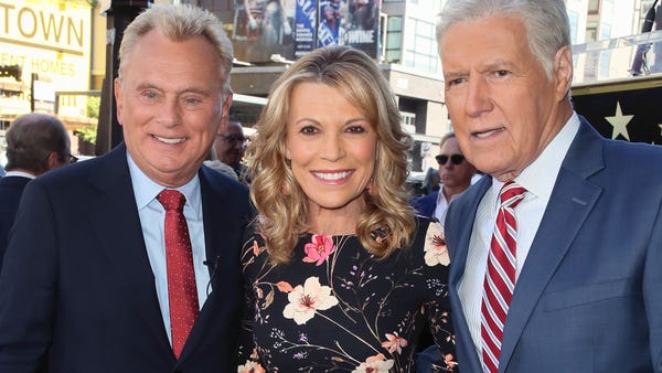 Pat Sajak, Vanna White and Alex Trebek attend Harr