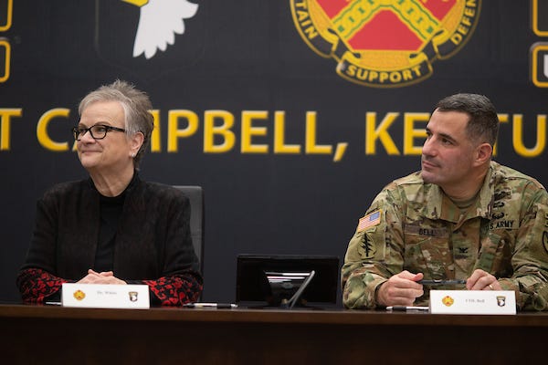 APSU President Alisa White and Col. Jeremy Bell, Fort Campbell garrison commander