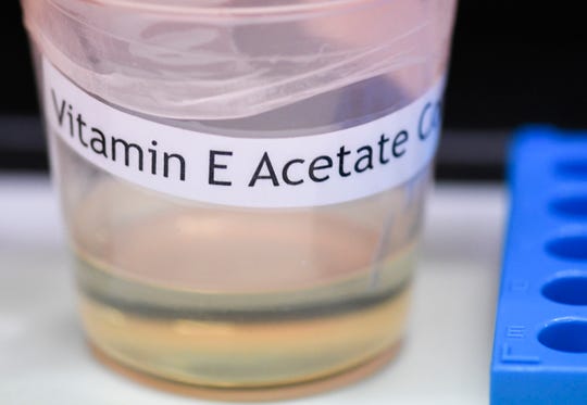 A sample of vitamin E acetate is seen.