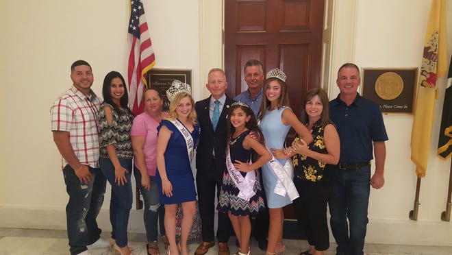 Miss Vineland Marissa Marchese, Miss New Jersey Junior Teen Madison Stiles, Little Miss Vineland Jaslene Candelaria and their parents recently spent a day in Washington, D.C., where they were honored for their individual projects by Congressman Jeff Van Drew.