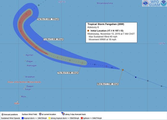 Tropical Storm Fengshen 7 a.m. Wednesday