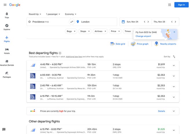 Google flight How to