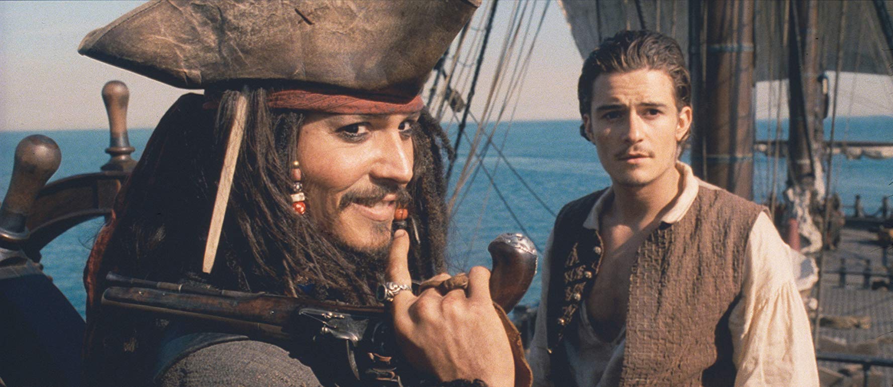 Orlando Bloom and Johnny Depp (Jack Sparrow) Pirates of the Caribbean: The Curse of the Black Pearl