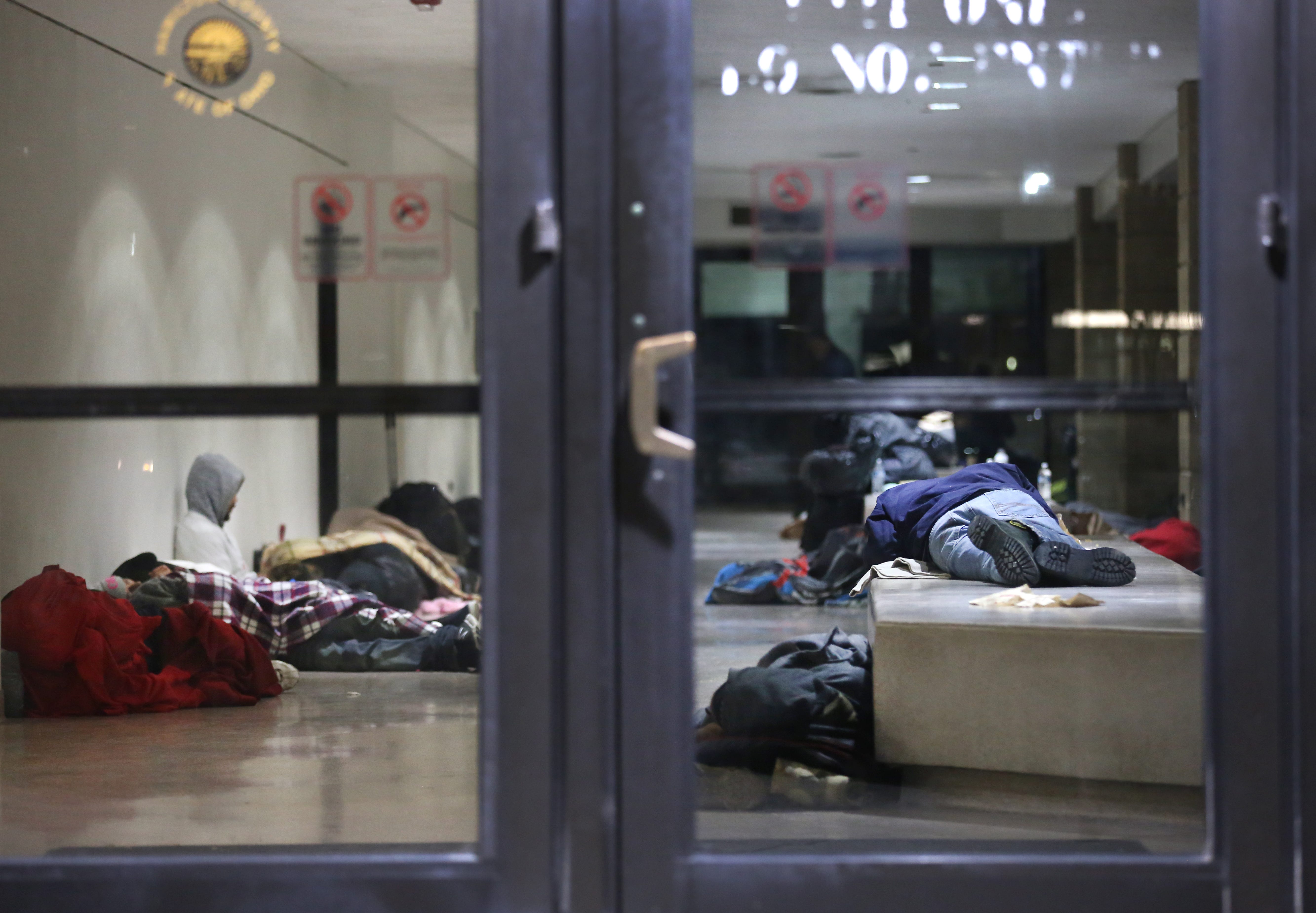 Jail lobby offers warmth on a frigid morning
