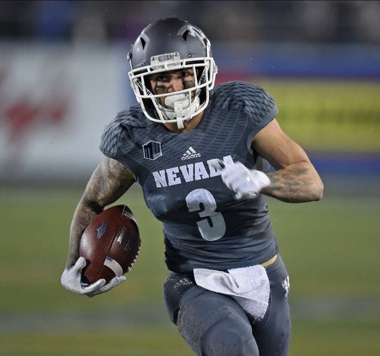 Nevada receiver Kaleb Fossum caught more than 100 passes while playing for Washington State and Nevada.