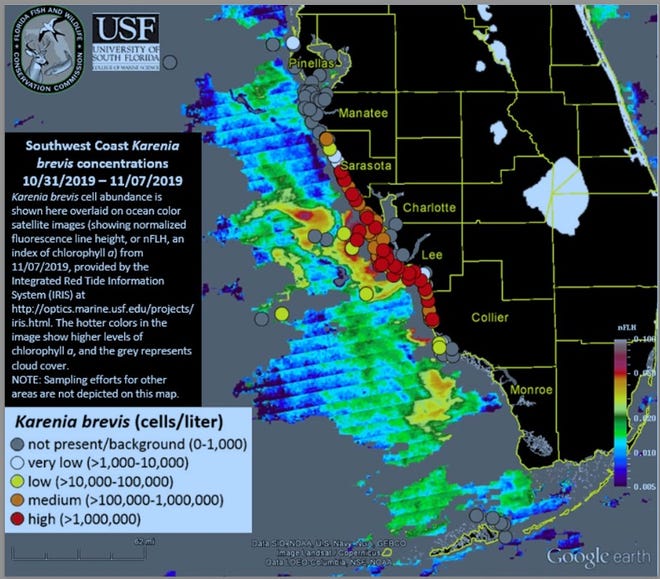 Red Tide Map Florida 2020 Red tide Florida: Toxic algae bloom returns to southwest beaches