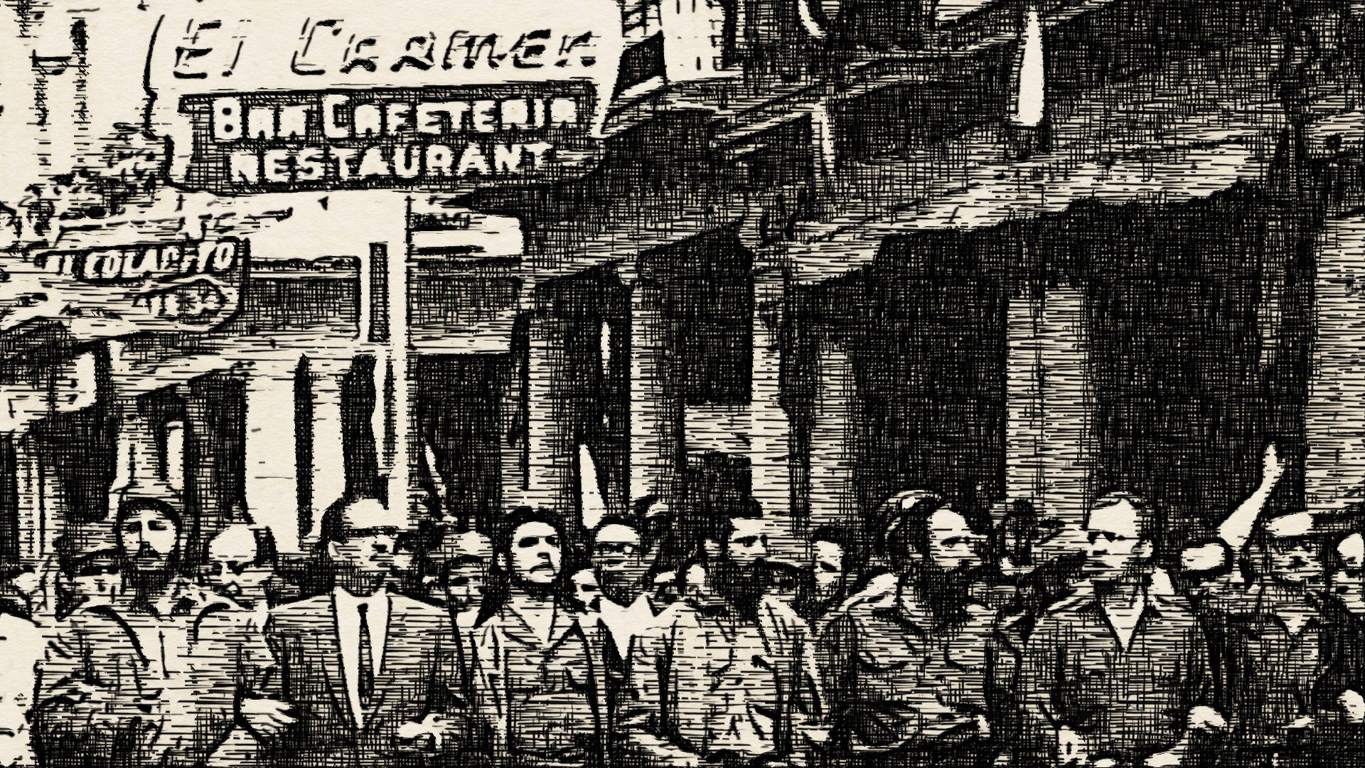 On March 5, 1960, Cuban military and civilian leaders including Fidel Castro, left, and Ernesto “Che” Guevara, third from left, march in solidarity after the explosion of a French ship in Havana’s harbor.  The vessel named La Coubre carried Belgian arms intended for the Castro regime.